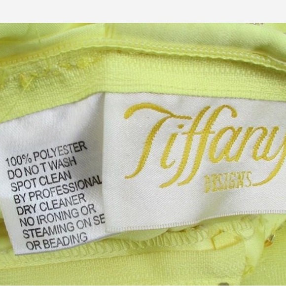 Tiffany Designs Women's Yellow Beaded Embroidered Strapless Ballgown SZ 8 Used - Picture 4 of 4